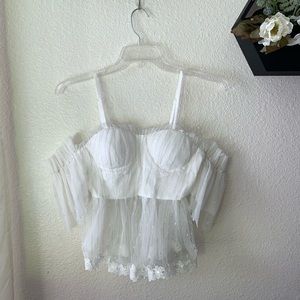 Off the shoulder mesh crop top